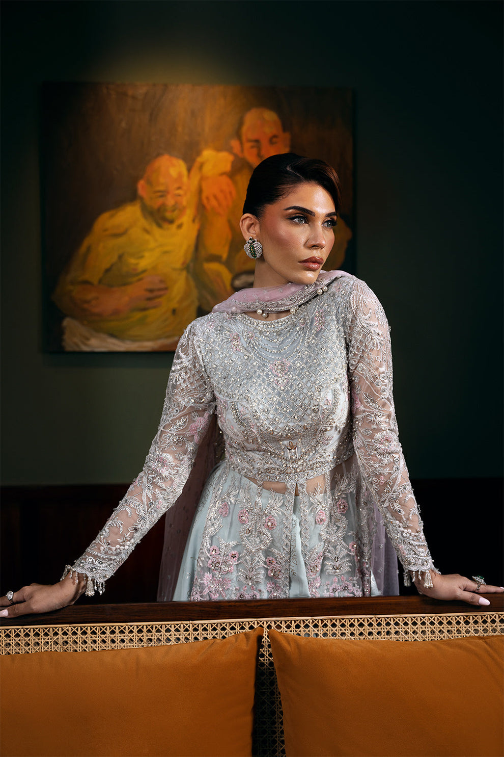 Luxury Pakistani lehenga dress with raw silk lining